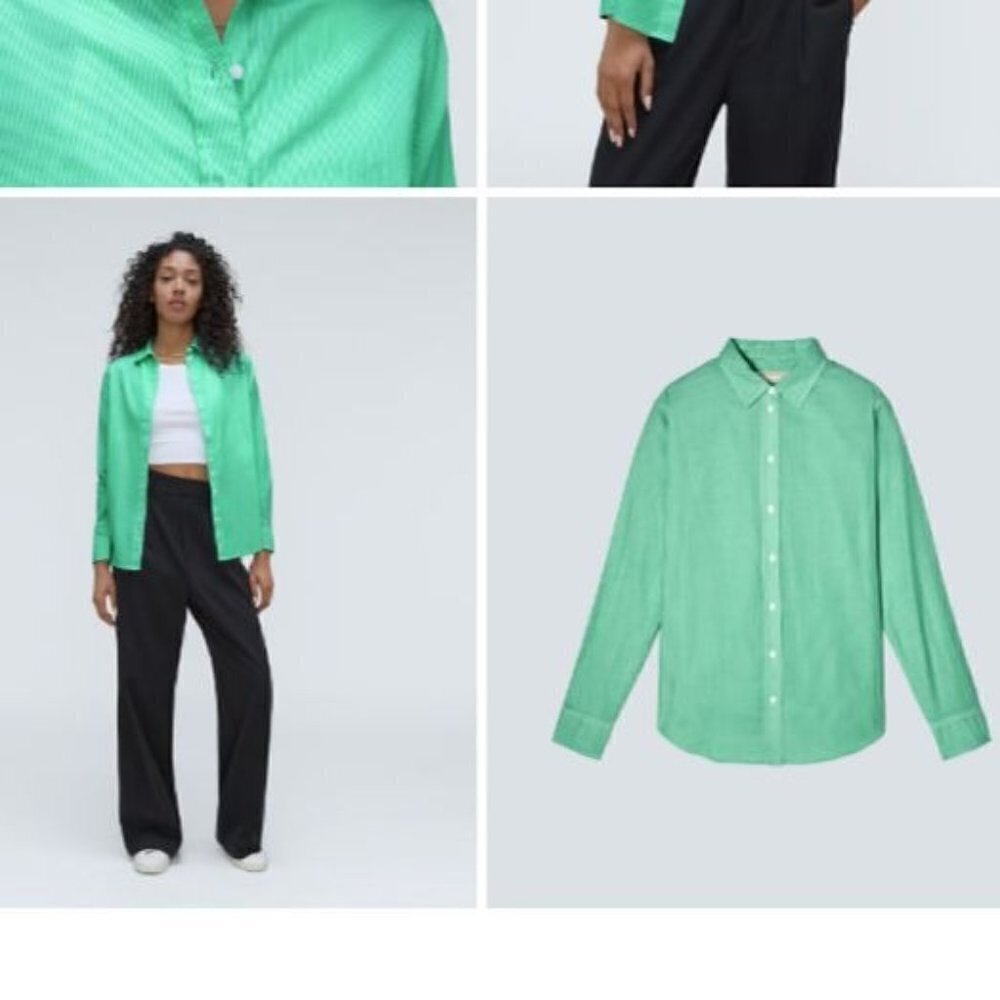 Everlane The Silky Cotton Relaxed Shirt Coastal Grandma Button-up Size 12